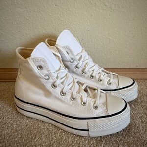Converse White Platform High-Top Sneakers